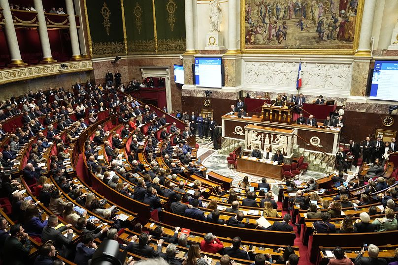 Vue générale de l'Assemblée nationale à Paris, le 11 décembre 2023