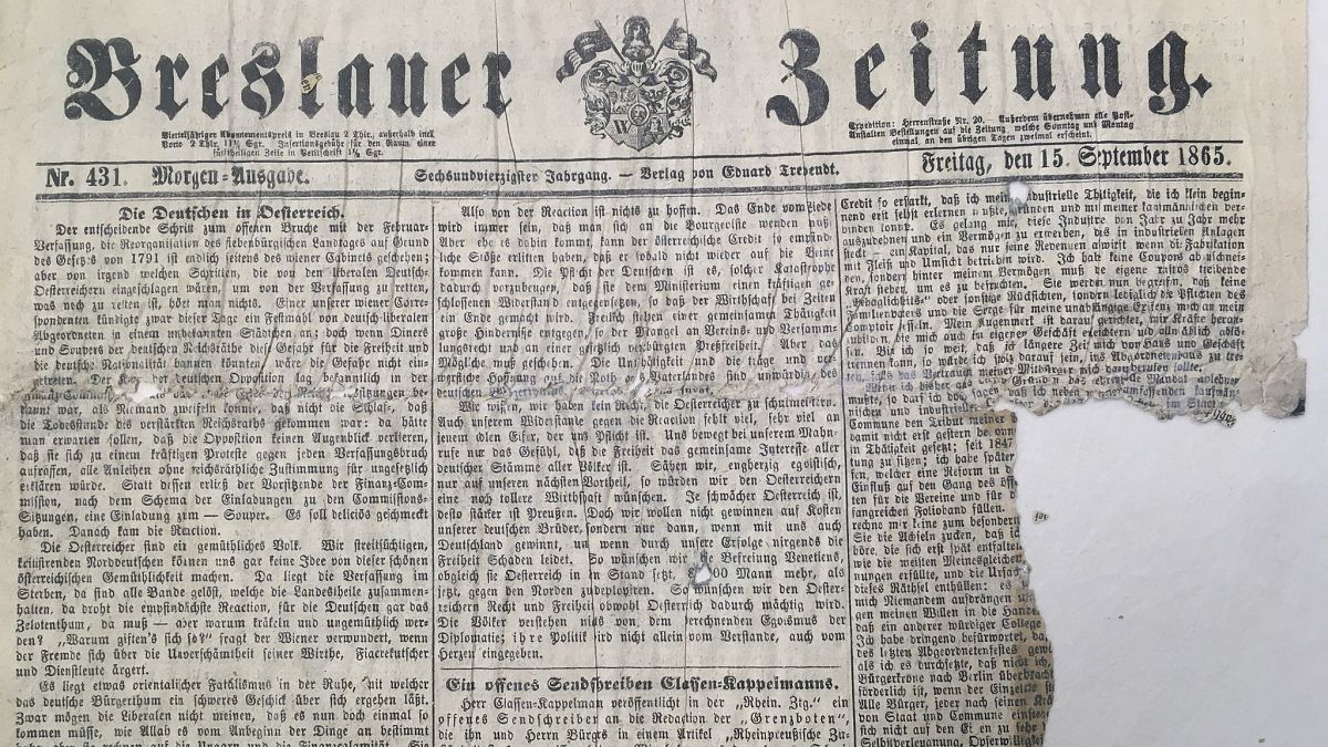 A newspaper from 1865 was found in the time capsule.