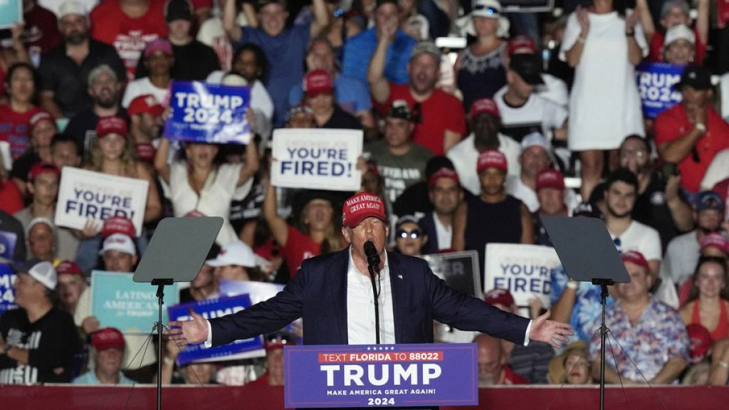 Republican presidential candidate former President Donald Trump speaks at a campaign rally at Trump National Doral Miami, Tuesday, July 9, 2024, in Doral, Fla.