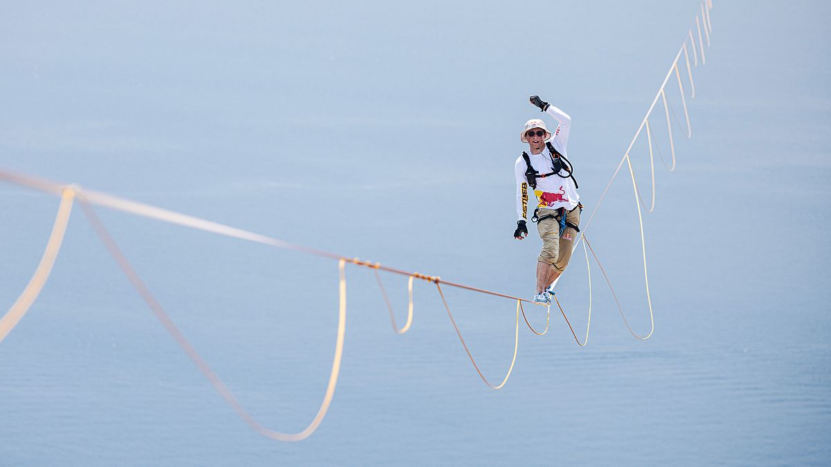 Daredevil: Jaan Roose performs during his journey across the Messina Crossing