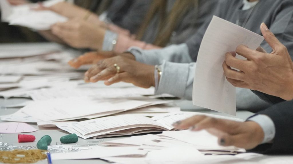 Votes are counted for the British Parliamentary constituency of Holborn and St Pancras, in London, Thursday, July 4, 2024.