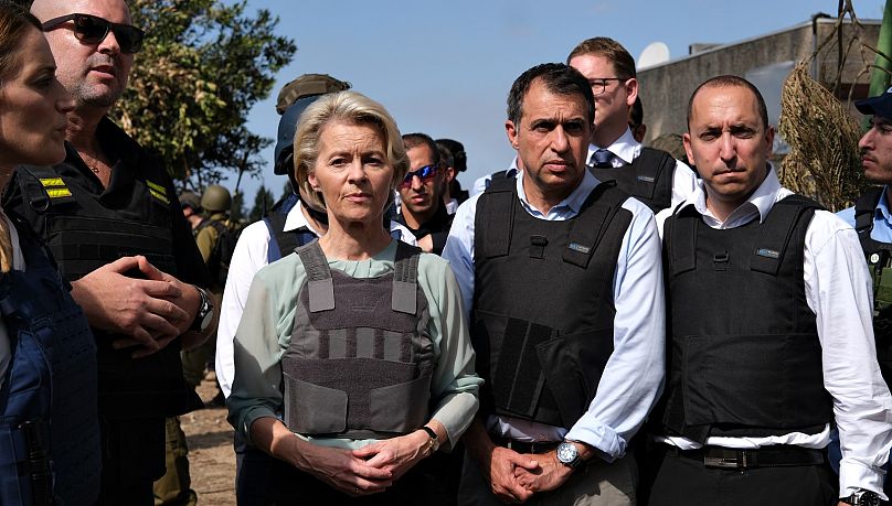 During her trip to Israel, von der Leyen visited the scenes of the Hamas attack.