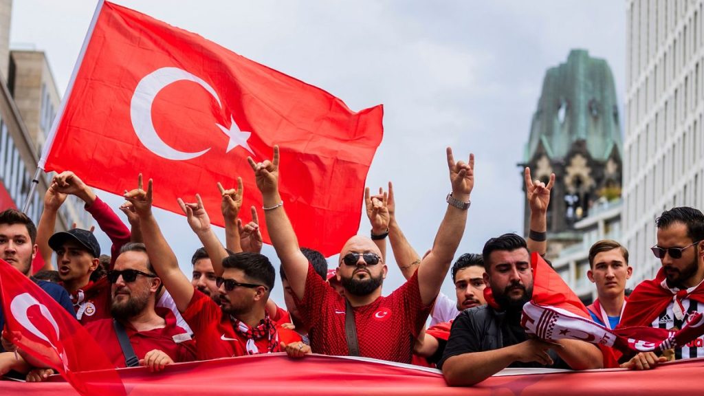 Turkey fans show the