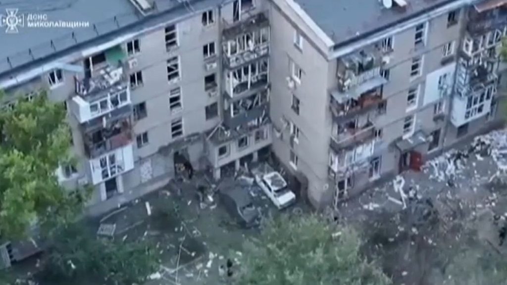 Damage caused by a Russian strike on a residential building in Mykolaiv, July 19, 2024