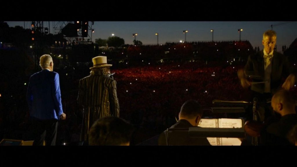 Andrea Bocelli and Zucchero perform Miserere at the Teatro del Silenzio in Tuscany.