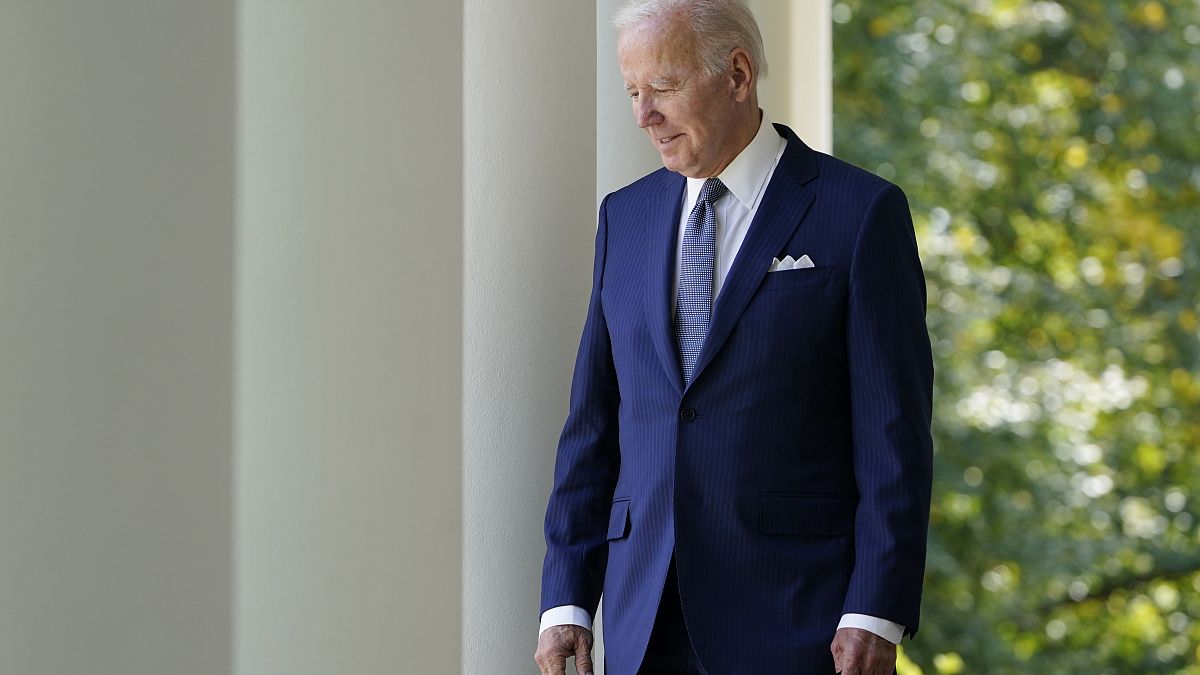 President Joe Biden walks out to the Rose Garden of the White House in Washington, Sept. 27, 2022