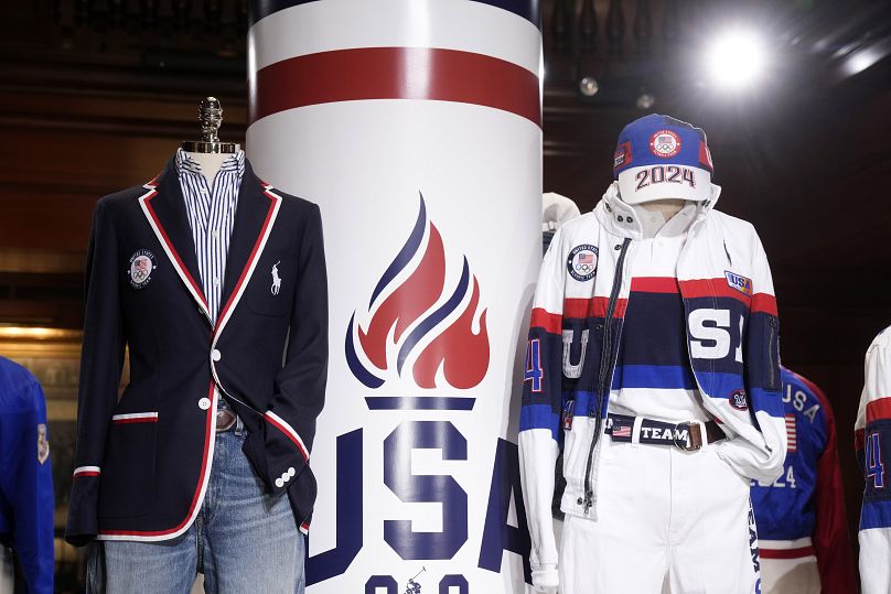 Team USA Paris Olympics opening ceremony attire, displayed at Ralph Lauren headquarters on Monday, 17 June 2024, in New York. 