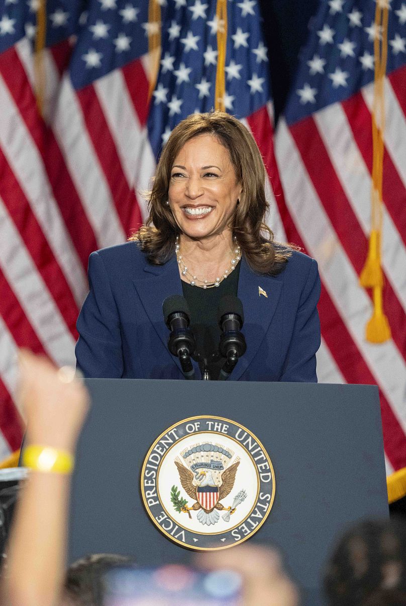 La vice-présidente Kamala Harris lors d'un événement au lycée West Allis Central - mardi 23 juillet 2024