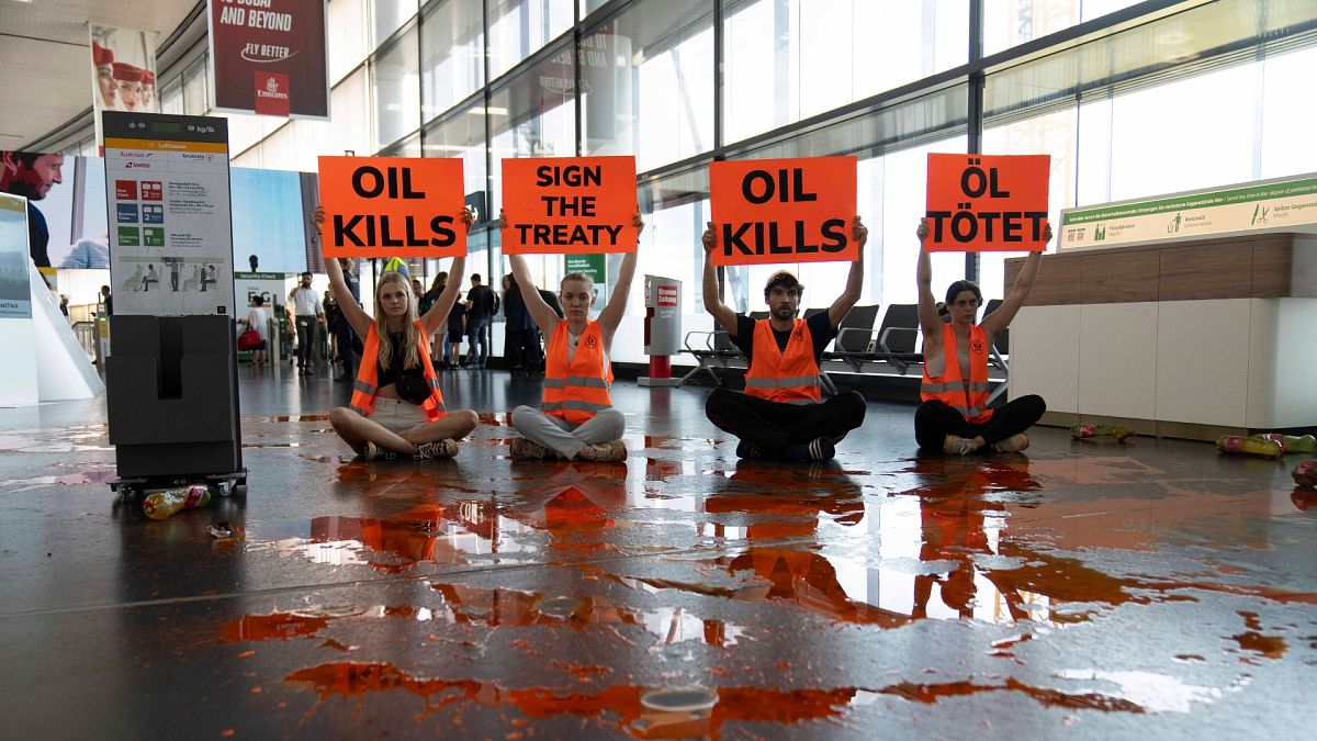 Supporters of five climate protest groups took part in a set of coordinated actions at European airports on Wednesday.