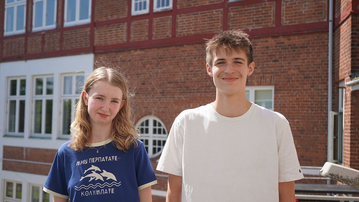 Students Emily and Rasmus at Th. Langs