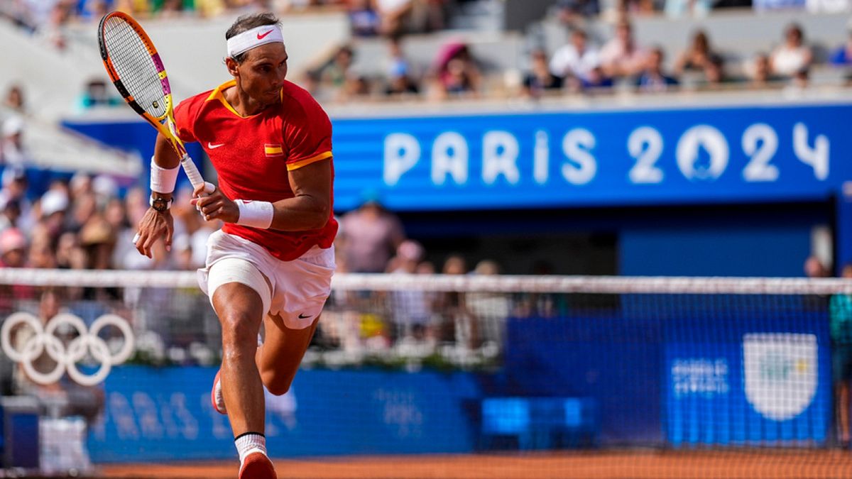 Rafael Nadal of Spain runs for a ball during his match against Marton Fucsovics of Hungary during the men