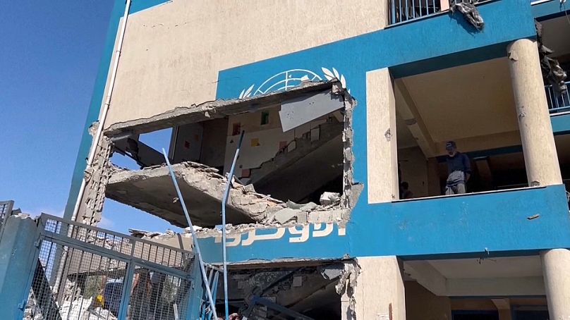 Dégâts causés par une frappe dans une école gérée par l'UNRWA à Gaza, le 14 juillet 2024