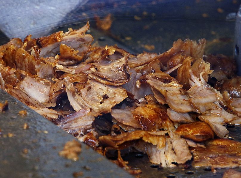 Tranches de viande découpées à la broche döner - Francfort, Allemagne