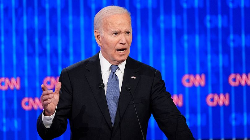 Le président Joe Biden s'exprime lors d'un débat présidentiel avec le candidat républicain à la présidence, l'ancien président Donald Trump - 27 juin 2024