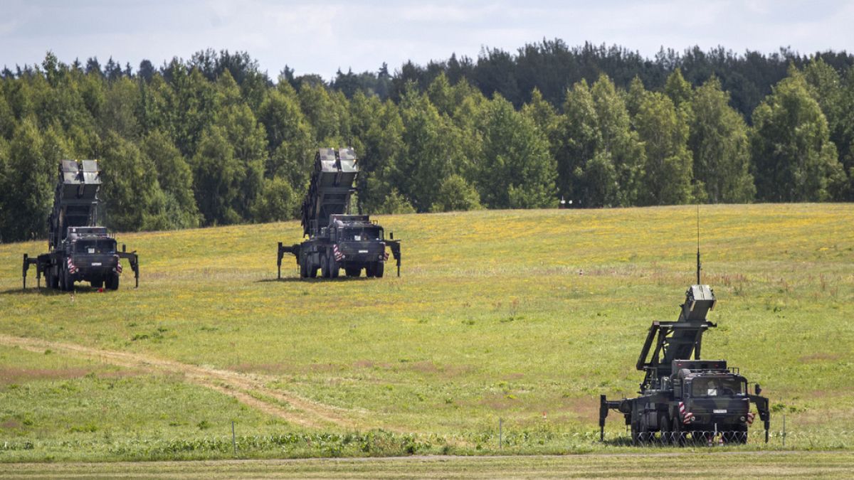 FILE - Germany deployed Patriot long-range air defence system is seen at Vilnius airport for security during the NATO summit in Vilnius, Lithuania, Saturday, July 8, 2023.