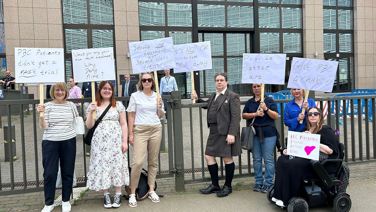 Some of the patients protesting against Ocaliva