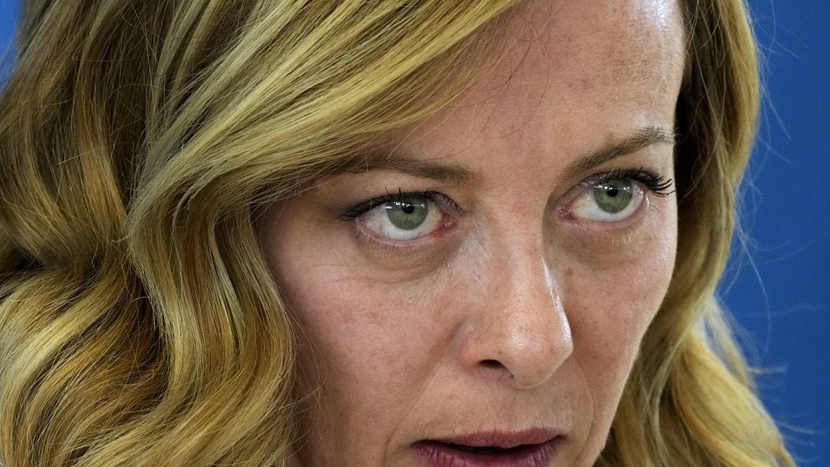 FILE - Italian Prime Minister Giorgia Meloni speaks during a final media conference at the G7 in Borgo Egnazia, near Bari in southern Italy, June 15, 2024.