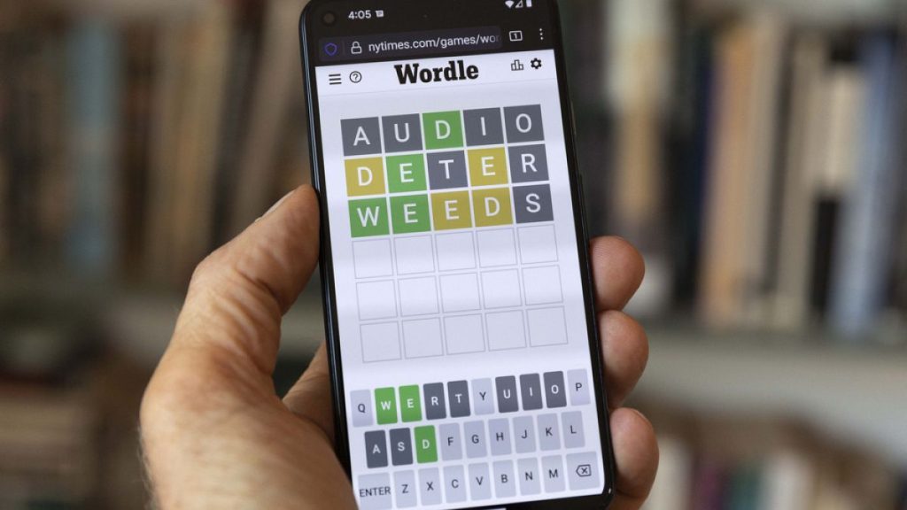 A Wordle game is seen on a mobile phone (file photo)