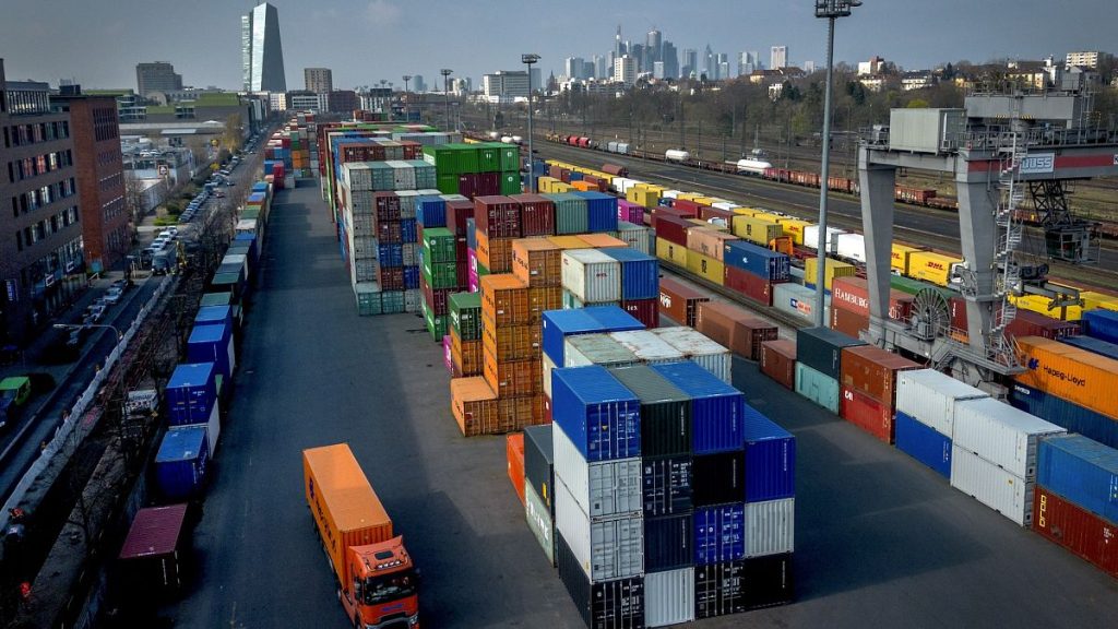 German containers in transit in Frankfurt