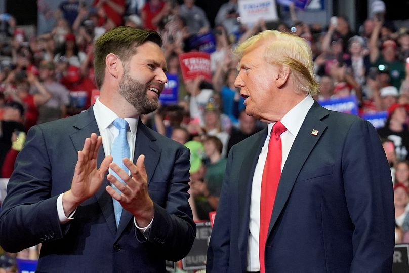 Trump avec JD Vance lors d'un rassemblement de campagne, samedi 20 juillet 2024