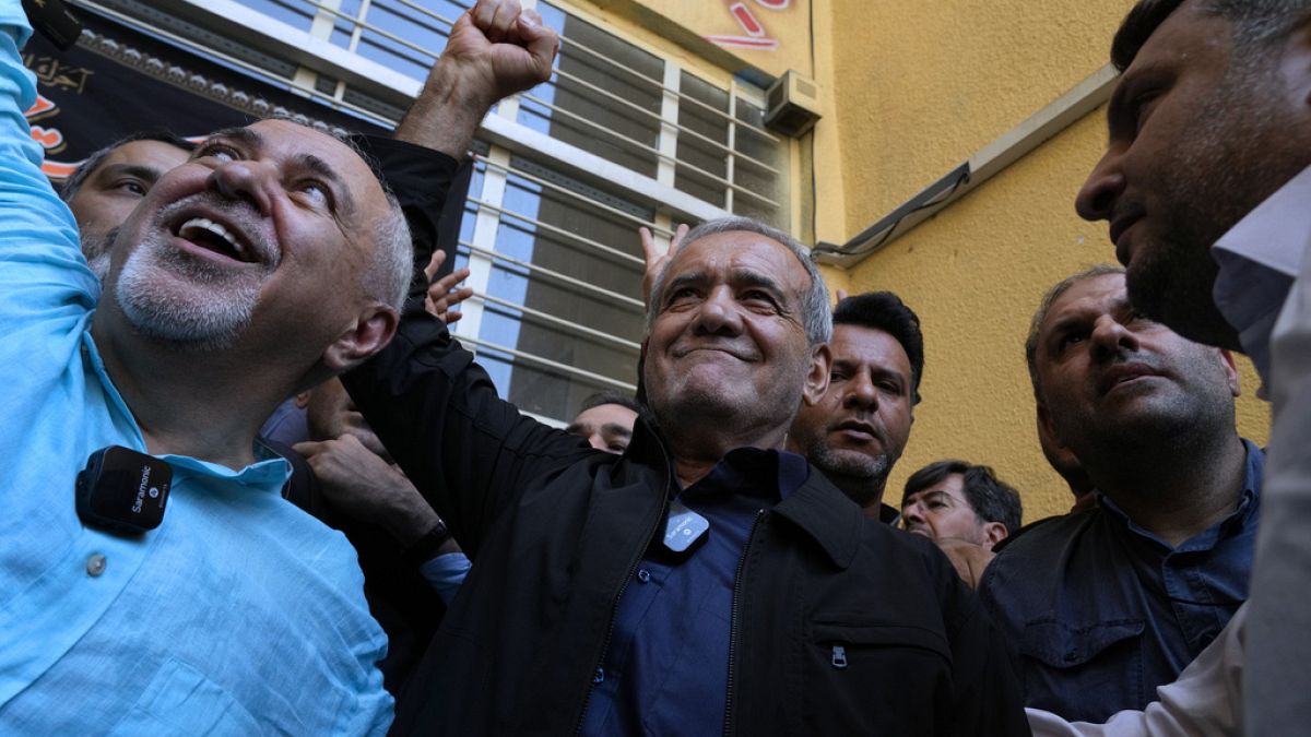 Masoud Pezeshkian voting at a polling station in Shahr-e-Qods near Tehran, Iran, Friday, July 5, 2024.