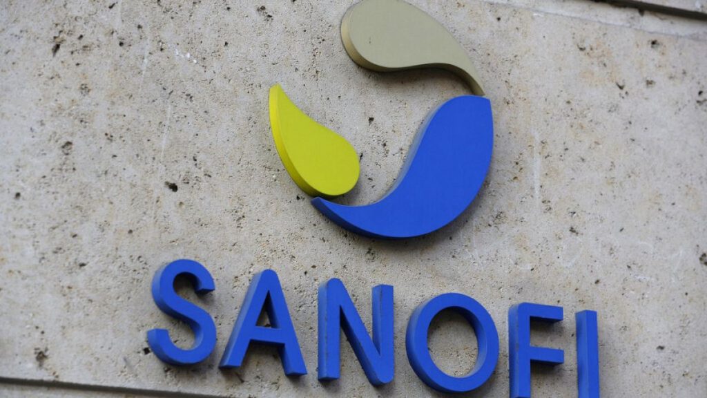 In this photo Nov.30, 2020 file photo the logo of French drug maker Sanofi is picture at the company