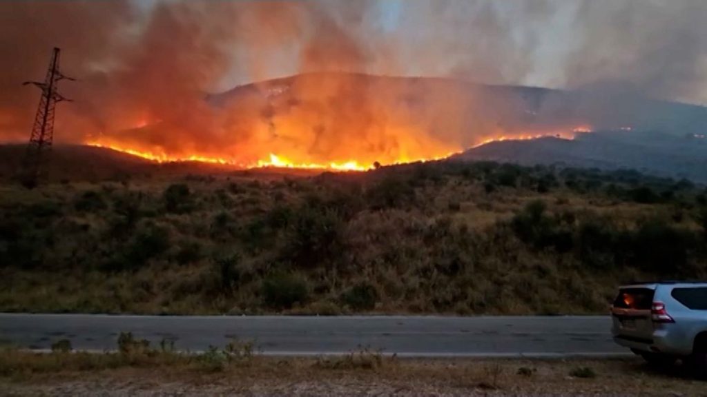 Fire crews tackle massive fire in Dropull area of Albania on Tuesday, 9 July, 2024.