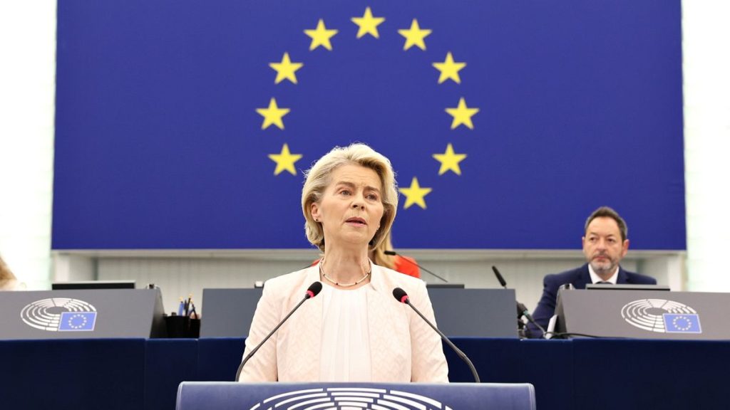 Ursula von der Leyen delivered her re-election speech before the European Parliament in Strasbourg.