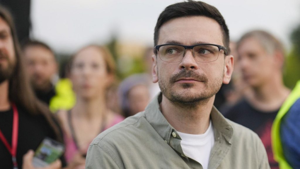 Russian opposition politician Ilya Yashin attend an event with supporters at the Mauerpark in Berlin, Germany, Wednesday, Aug. 7, 2024.