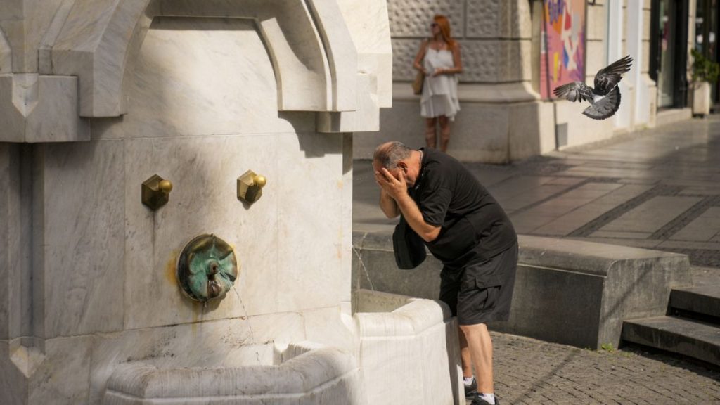 A man cools off in the heat