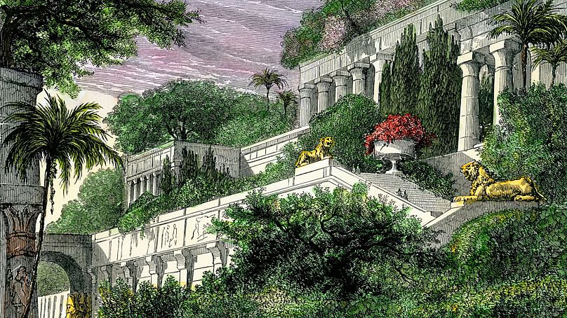 Les célèbres jardins suspendus de Babylone, représentés dans cette illustration du XIXe siècle.