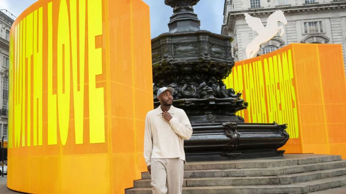 British-Nigerian multi-disciplinary artist and designer Yinka Ilori takes over Piccadilly Circus