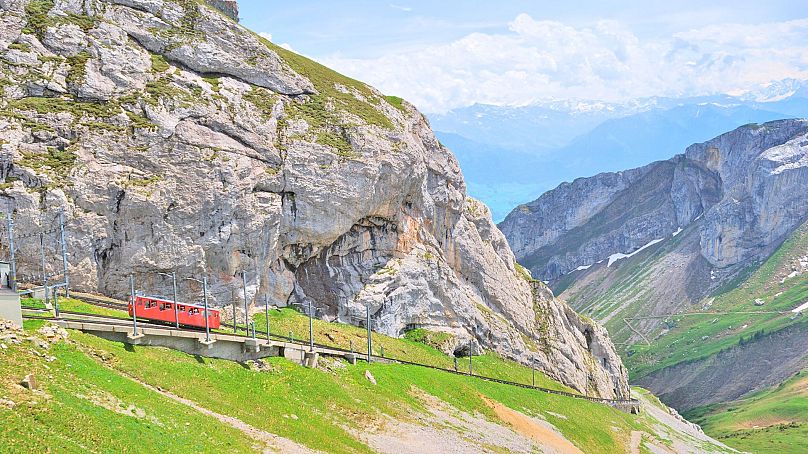 Le chemin de fer à crémaillère du Mont Pilate, Suisse.