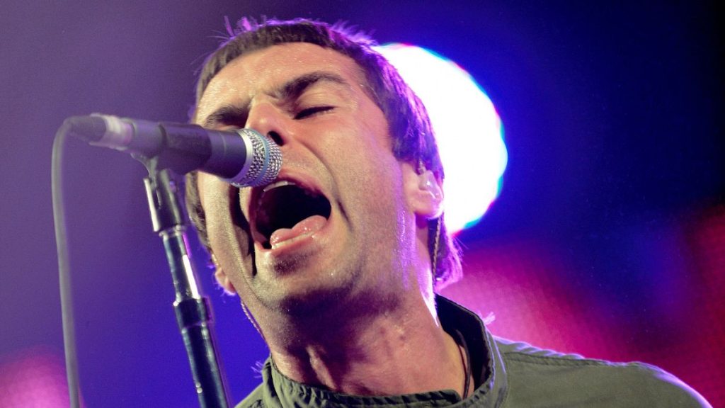 Oasis singer Liam Gallagher, seen as they perform at the Roskilde Festival in Roskilde, Denmark, Friday, July 3 2009