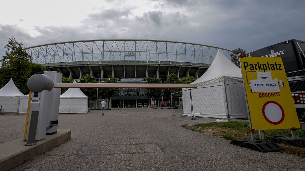 Outside view of the Ernst Happel stadium in Vienna where Taylor Swift was set to perform