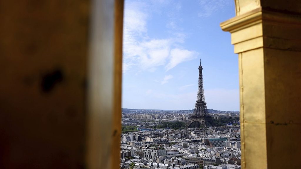 A view of the Eiffel Tower seen from the Hôtel des Invalides, at the 2024 Summer Olympics, in Paris, France