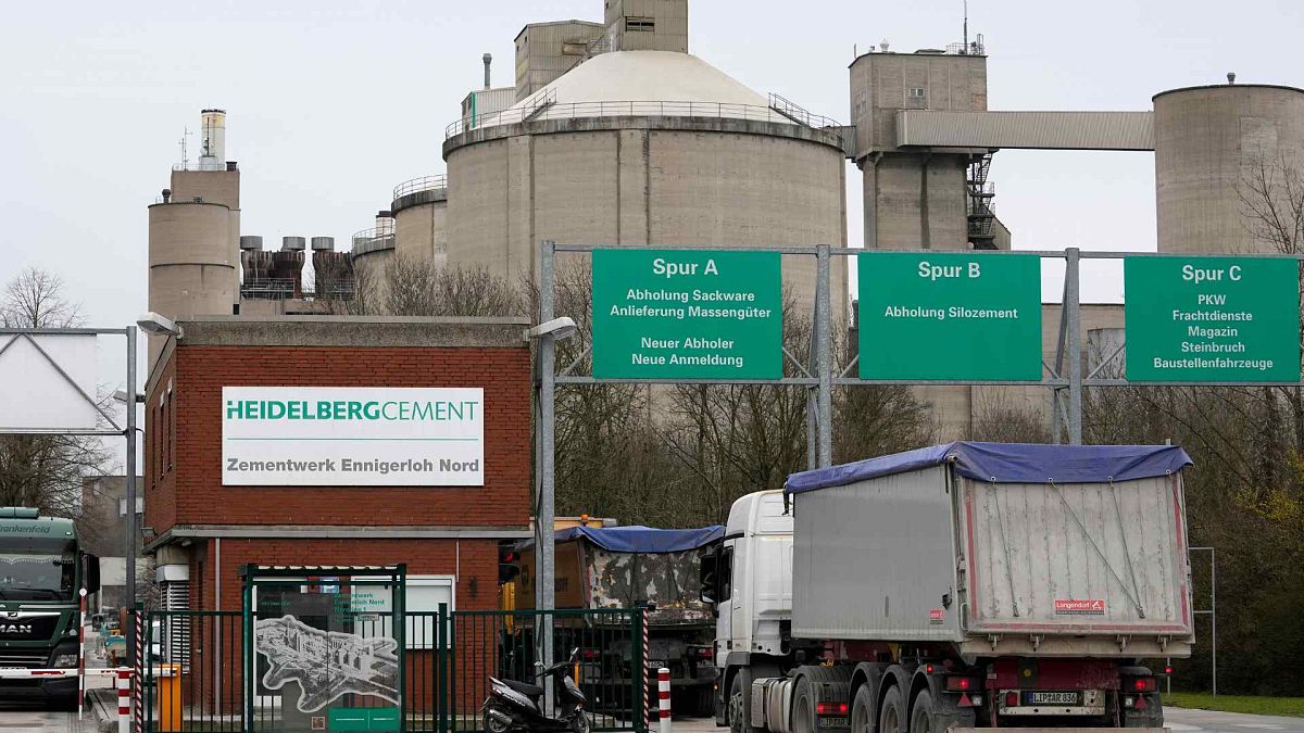 A cement production plant of Heidelberg Materials is pictured in Ennigerloh, Germany, Monday, Feb. 26, 2024. Cement production is one of the biggest emitter of carbon dioxide