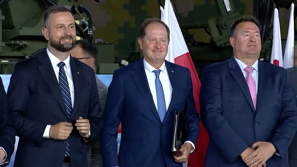 Polish Defence Minister (left) Wladyslaw Kosiniak-Kamysz next to US Ambassador to Warsaw  Mark Brzezinski in Sochaczew, Poland on Aug