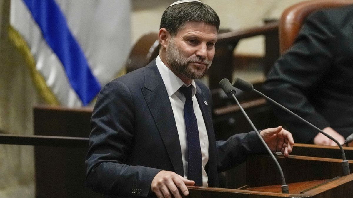 Israeli Finance Minister Bezalel Smotrich speaks at the Knesset, Israel