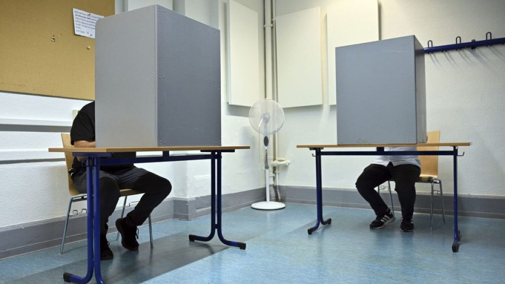 Voters cast their ballots at a polling station in Erfurt, Germany, on Sunday 1 September 2024