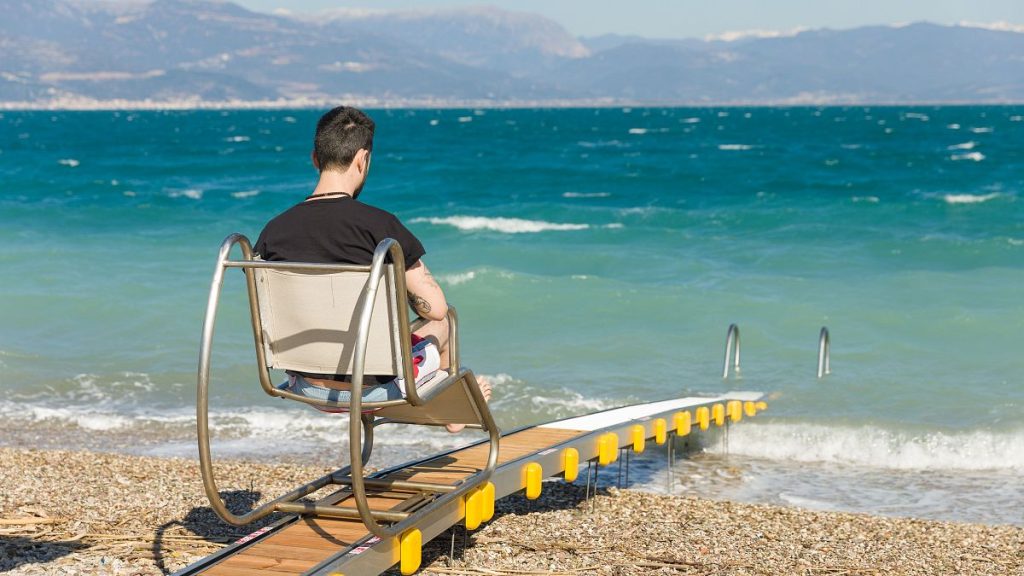 Seatracs are devices allowing people with disabilities to enter the water on their own.