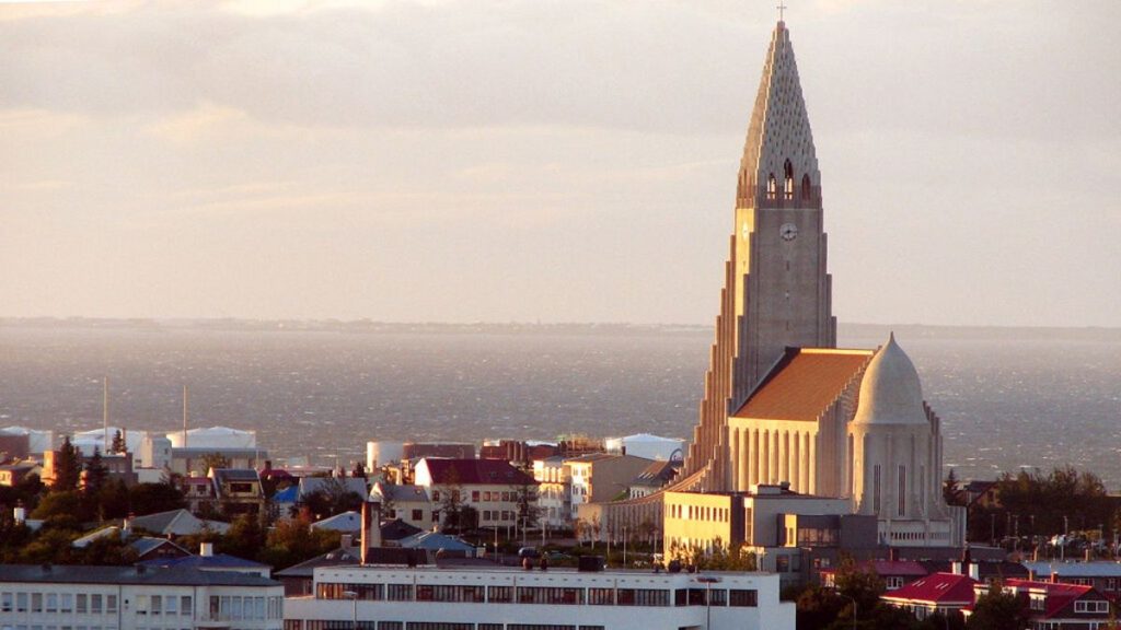 Hallgrimskirkja church in Reykjavik, Iceland.