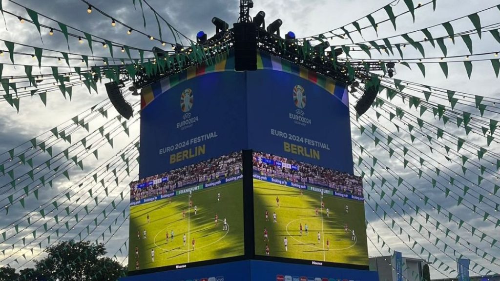 Football fans gather to watch match at Euro 2024 fan park in Berlin