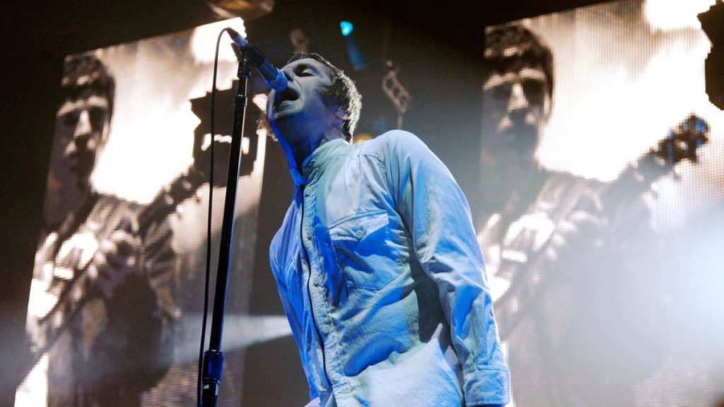 Liam Gallagher of Oasis performs during the British band