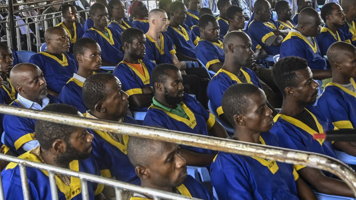 FILE - The defendants sitting in court in Kinshasa, DR Congo June 7, 2024.