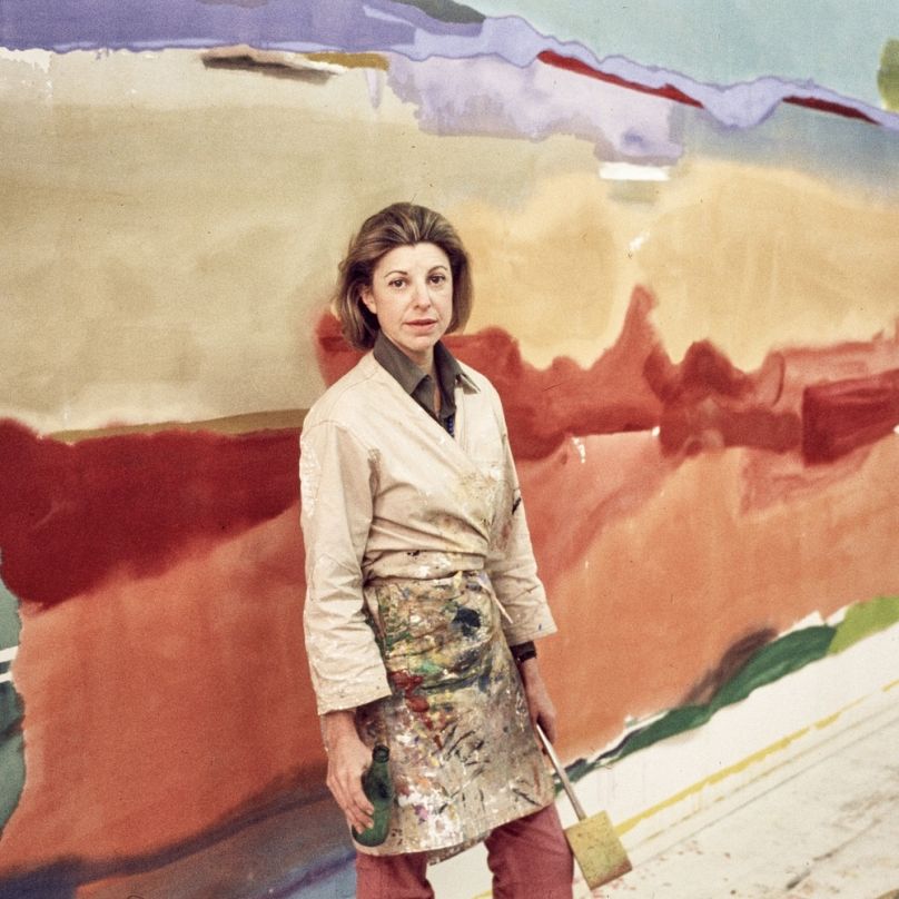 Helen Frankenthaler in her studio on East 83rd Street, in 1974.