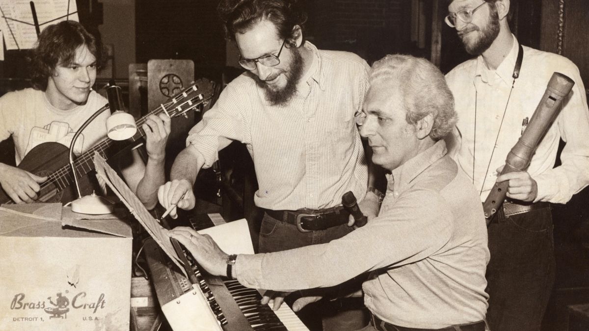 Robert Moog, inventor of the music synthesizer, performs with the Going Baroque Band at All Souls Episcopal Church in Asheville, N.C. May 3, 1980.