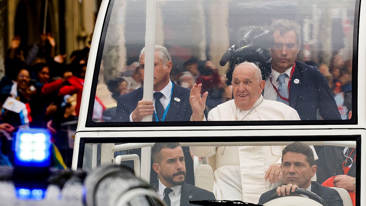 Pope Francis tours Place de Metz in Luxembourg on the first day of his four-day visit to Luxembourg and Belgium.