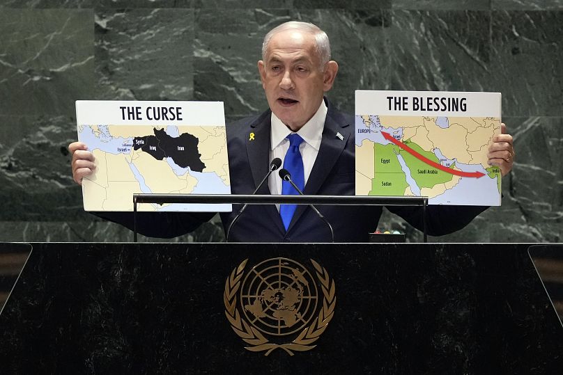 Le Premier ministre israélien Benjamin Netanyahu s'adresse à l'Assemblée générale des Nations Unies, le 27 septembre 2024