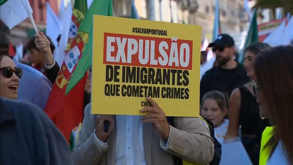 Protesters march through Lisbon against uncontrolled immigration into Portugal, September 29, 2024